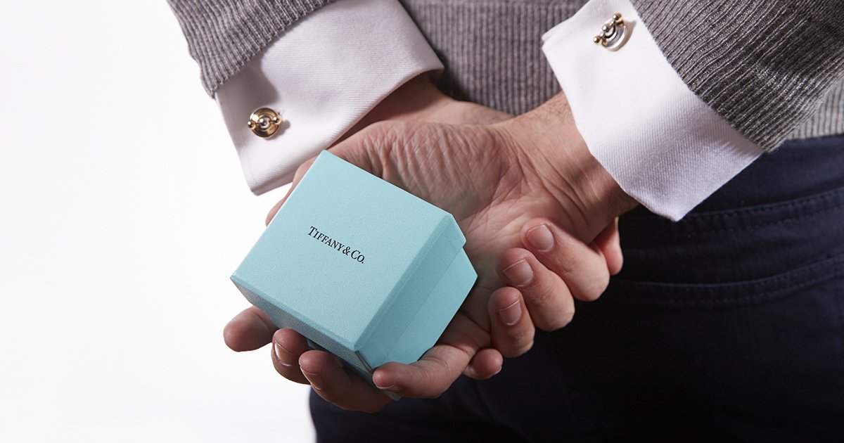 Man with Tiffany & Co. Blue Jewelry Box