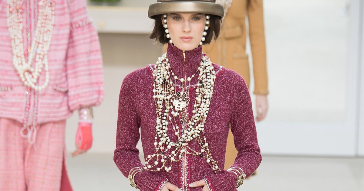 Model on Runway with Ropes of Pearl Necklaces