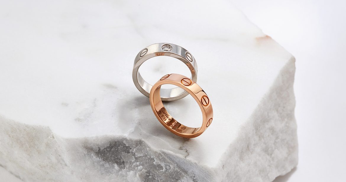 Cartier Love Rings in White and Rose Gold