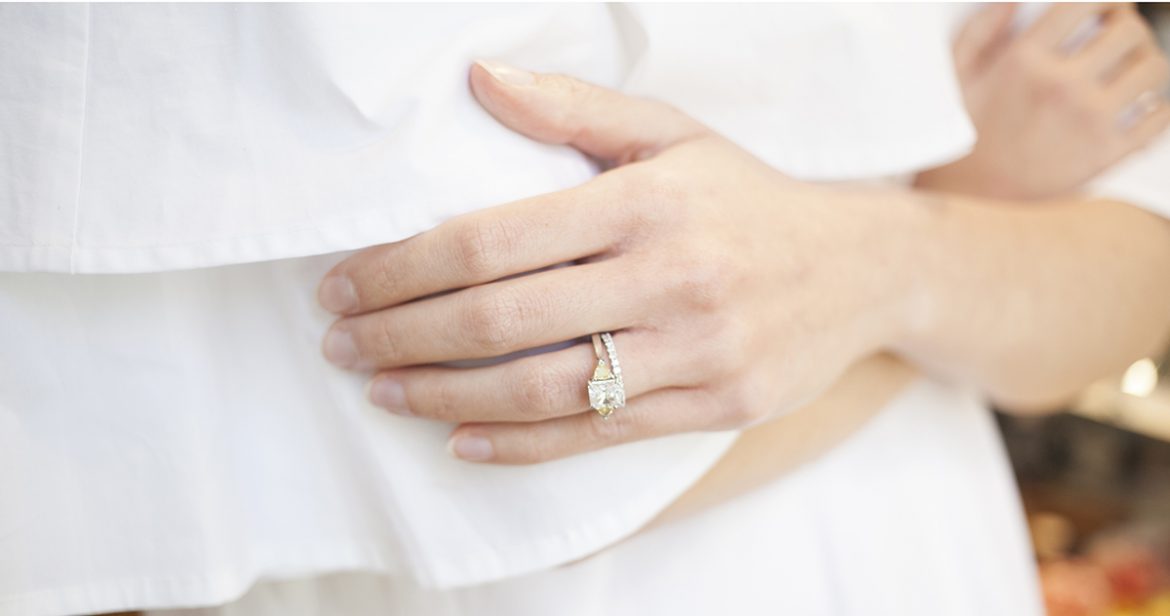 Engagement ring on woman's hand