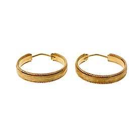 18K Yellow Gold Textured Hoop Earrings