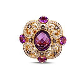 Amethyst Diamond Ring