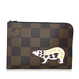 Louis Vuitton Damier Ebene Nigo Bear Clutch Bag
