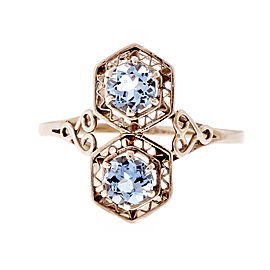 Vintage 18K White Gold 0.78ct Aquamarine Filigree Ring Size 8.5