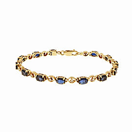 14K Yellow Gold with Sapphire & Diamond Tennis Bracelet