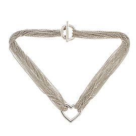 Tiffany & Co. 925 Sterling Silver Multi-Chain Heart Pendant Necklace