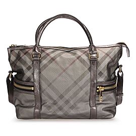 Burberry Smoke Check CoatedCanvas Handbag