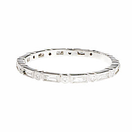 Platinum French Cut Baguette Round Diamond Eternity Band Ring Size 6