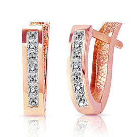 0.04 CTW 14K Solid Rose Gold Oval Huggie Earrings Diamond