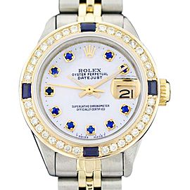 Rolex Datejust Oyster Perpetual Stainless Steel 18K Yellow Gold Mother Of Pearl Diamond/Sapphire Watch