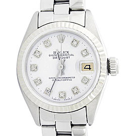 Rolex Datejust Stainless Steel & White Gold Fluted Bezel & Mother Of Pearl Diamond Dial Watch