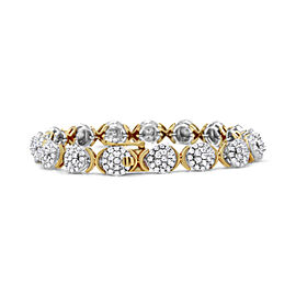 True 10k Yellow Gold Plated .925 Sterling Silver 5.00 Cttw Lab Grown Round Diamond Cluster Tennis Link Bracelet