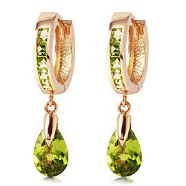 3.9 CTW 14K Solid Rose Gold Huggie Earrings Dangling Peridot