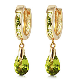 3.9 CTW 14K Solid Gold Huggie Earrings Dangling Peridot