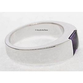 Cartier 18K White Gold Tank Ring Amethyst 52