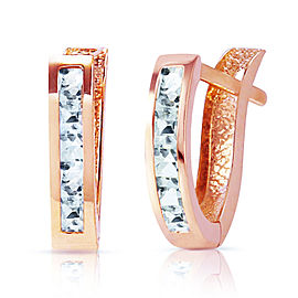 0.85 CTW 14K Solid Rose Gold Oval Huggie Earrings Aquamarine