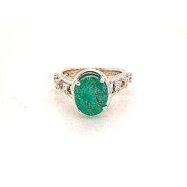 Emerald Diamond Statement Ring 4.05 Ct 14k Gold Women Certified $3,950 913623