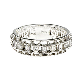 18K White Gold Emerald Cut Diamond Band Ring Size 6.5