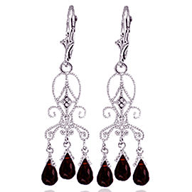 6.31 CTW 14K Solid White Gold Love Is Patient Garnet Diamond Earrings