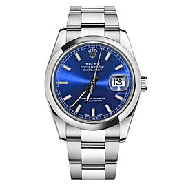 Rolex Datejust Steel Blue Stick Dial 36mm Watch