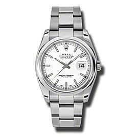Rolex Datejust Steel White Stick Dial 36mm Watch