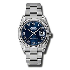 Rolex Datejust Steel and White Gold Blue Roman Dial 36mm Watch