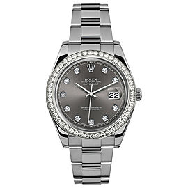 Rolex Rolex 41mm Datejust II Stainless Steel 116334 Custom Rhodium Diamond Bezel Custom Diamond 41mm 116334