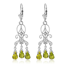 4.51 CTW 14K Solid White Gold Chandelier Diamond Earrings Peridot