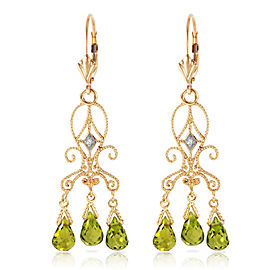 4.51 CTW 14K Solid Gold Chandelier Diamond Earrings Peridot