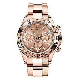 Rolex Daytona Rose Gold Pink Champagne Diamond Dial 40mm Watch