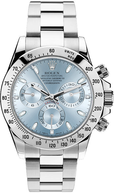 Rolex Pre Owned Steel Daytona 116520 Custom Ice Blue Rolex Buy at TrueFacet