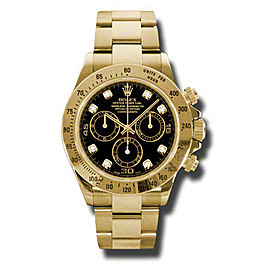 Rolex Daytona Yellow Gold Black Diamond Dial 40mm Watch