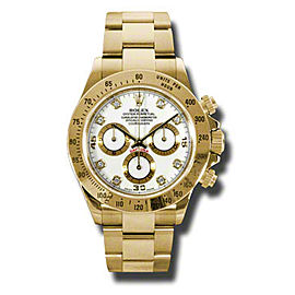 Rolex Daytona Yellow Gold White Diamond Dial 40mm Watch