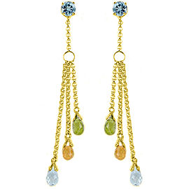 5.75 CTW 14K Solid Gold Chandelier Earrings Blue Topaz, Citrine