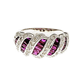 18K White Gold Ruby Diamond Ring Size 7.25