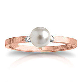 1.02 CTW 14K Solid Rose Gold Ring Diamond Cultured Pearl