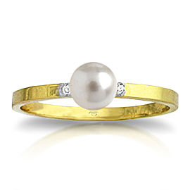 1.02 CTW 14K Solid Gold Ring Diamond Cultured Pearl