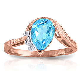 1.52 CTW 14K Solid Rose Gold Azur Blue Topaz Diamond Ring