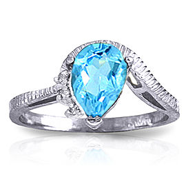 1.52 CTW 14K Solid White Gold Justify My Truth Blue Topaz Diamond Ring