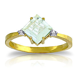 1.77 CTW 14K Solid Gold Ring Diamond Aquamarine