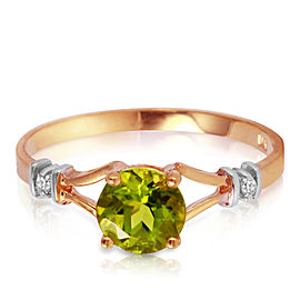 0.87 CTW 14K Solid Rose Gold Cathy Peridot Diamond Ring