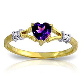 0.47 CTW 14K Solid Gold Rings Natural Diamond Purple Amethyst