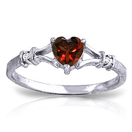 0.47 CTW 14K Solid White Gold Rings Natural Diamond Garnet