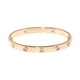 Cartier 18K Rose Gold 4 Diamond Love Bracelet Size 18 - New Locking mechanism