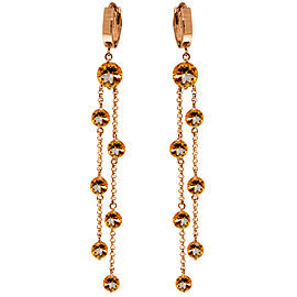 14K Solid Rose Gold Chandelier Earrings with Citrines