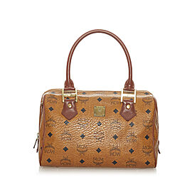MCM Visetos Leather Boston Bag