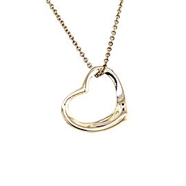 Tiffany & Co Estate Large Heart Pendant Silver Necklace 16" By Elsa Peretti TIF229