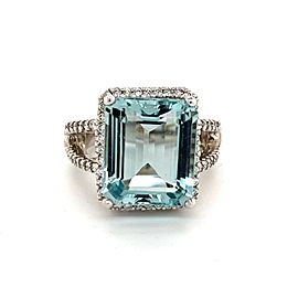 Natural Aquamarine Diamond Ring 14k Gold 9.25 TCW Certified $8,975 121437