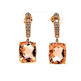 Natural Morganite Diamond Earrings 14k Gold 9.93 TCW Certified $5,950 018685