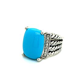 David Yurman Estate Large Wheaton Ring 5 0.13 TCW Sterling Silver DY79